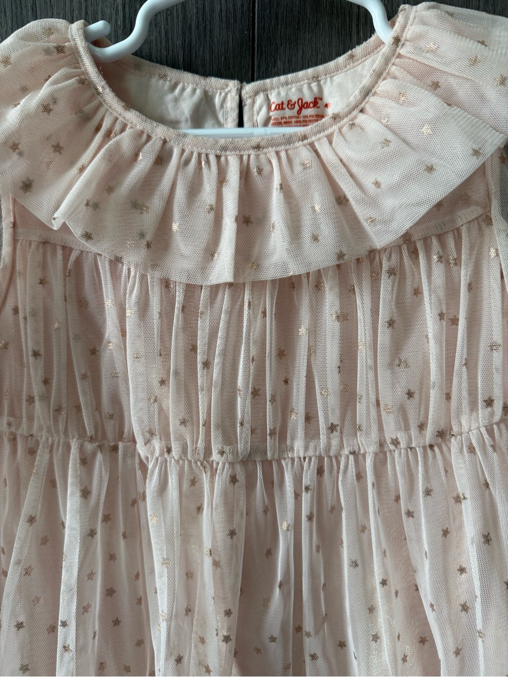 Cat & Jack Girls Pink Star Mesh Ruffle Dress - Picture 2 of 3